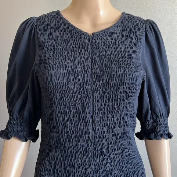 ME+EM Navy Midi Dress with Puff Sleeves - Picture 9 of 15